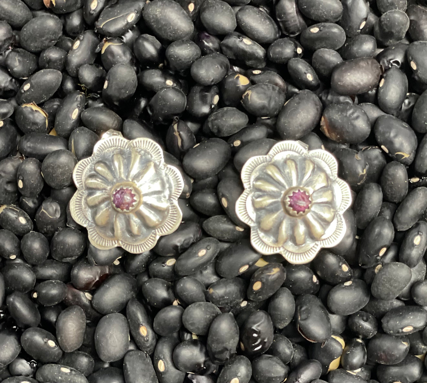 Small Purple Spiny Concho Stud Earrings