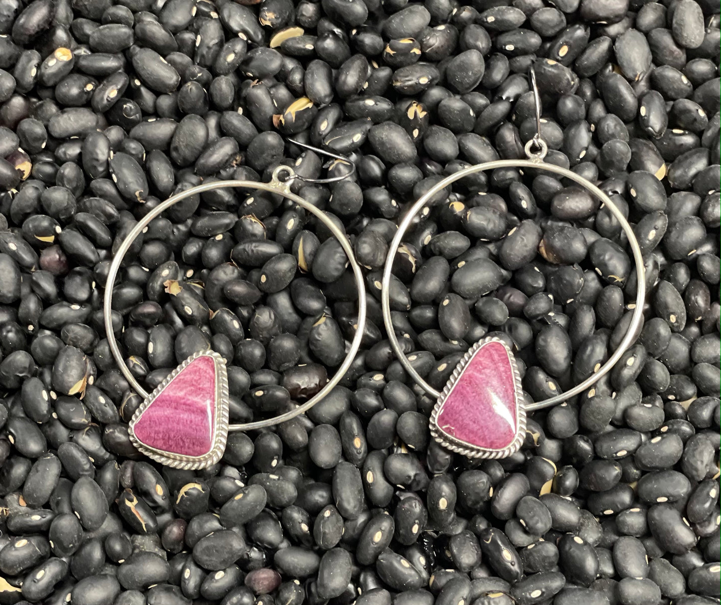Purple Spiny Triangle Hoop Earrings