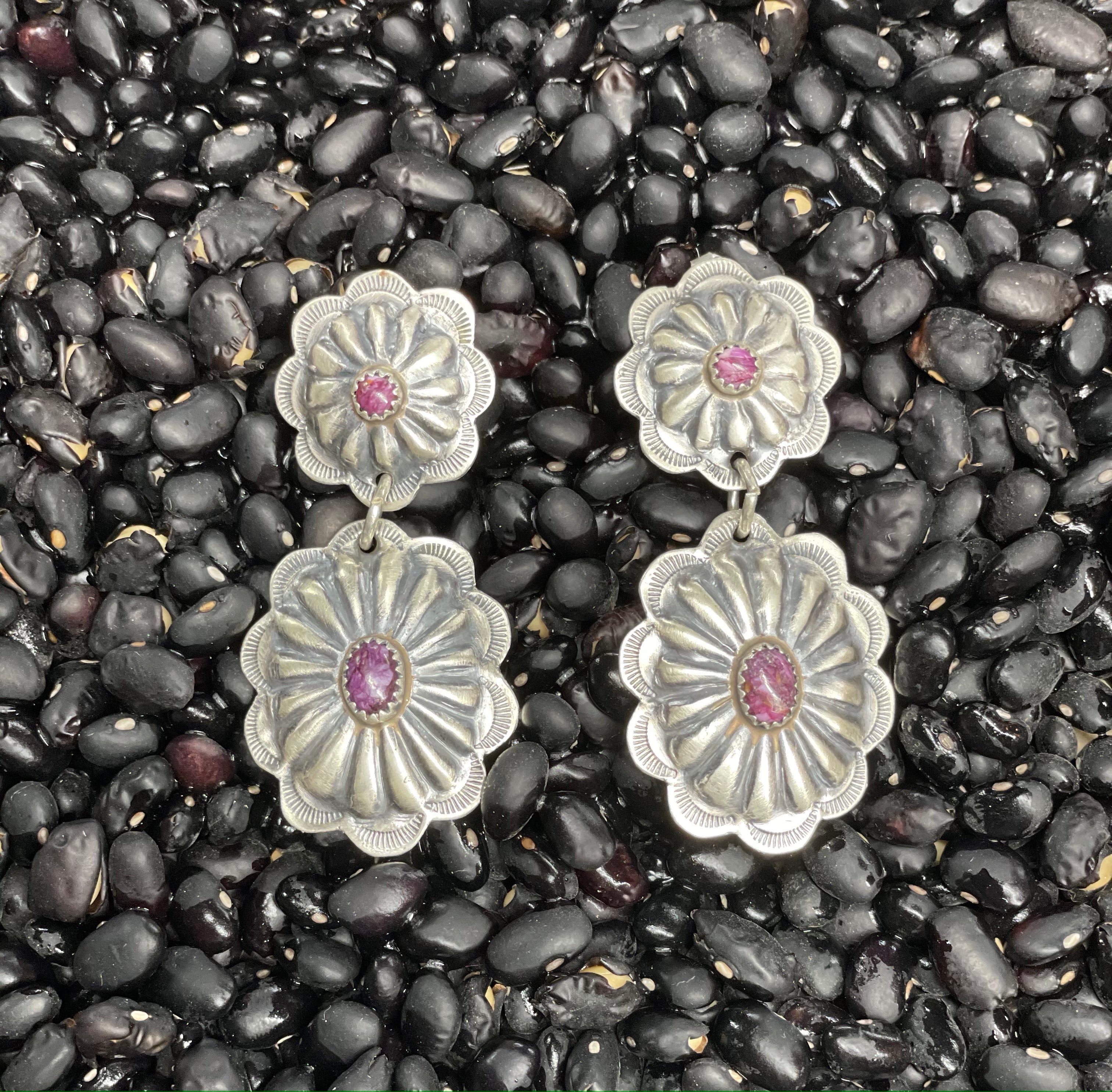 Purple Spiny Oyster Concho Earrings