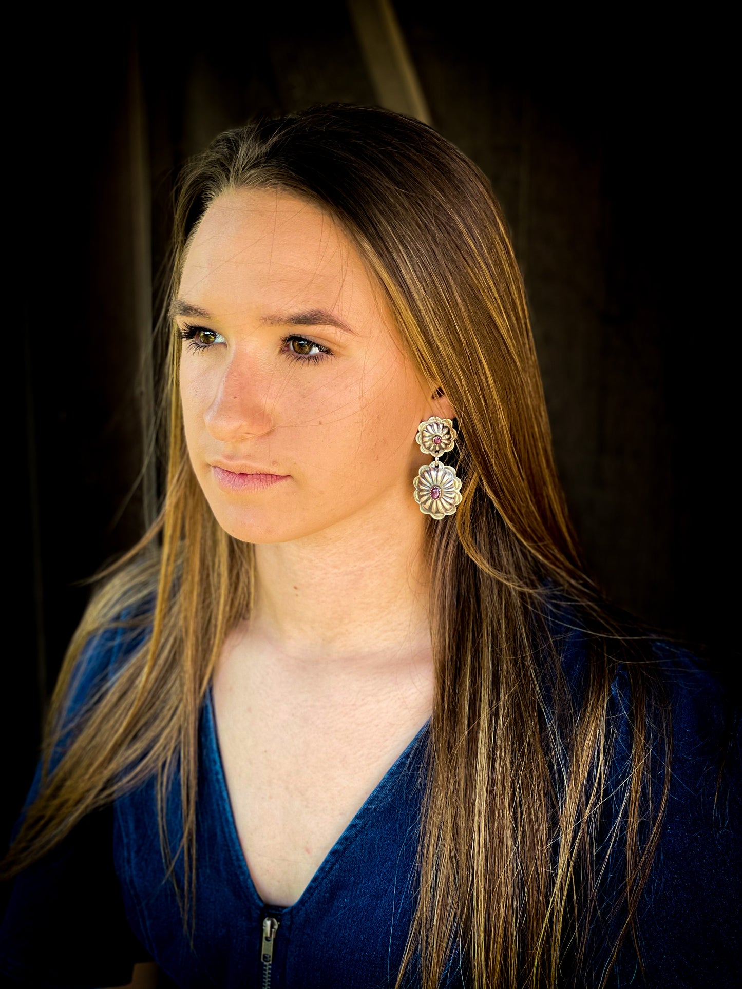 Purple Spiny Oyster Concho Earrings