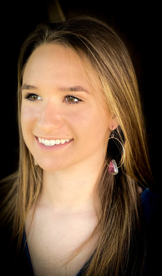 Purple Spiny Triangle Hoop Earrings