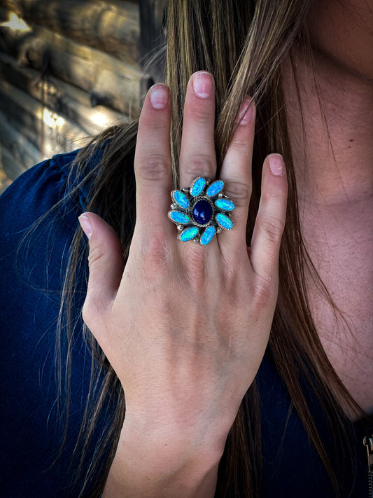 Opal cluster ring