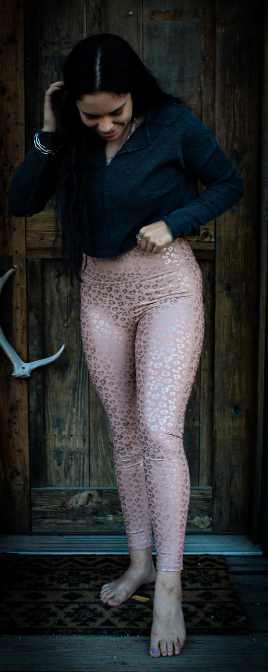 Peach Leopard Print Leggings