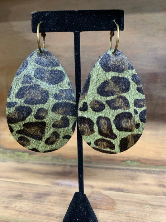 Green Leopard Earrings