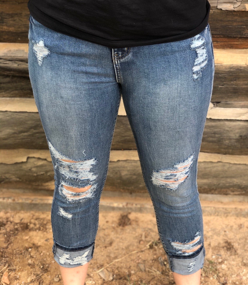 Plus Size Gypsy Distressed Skinny Jeans